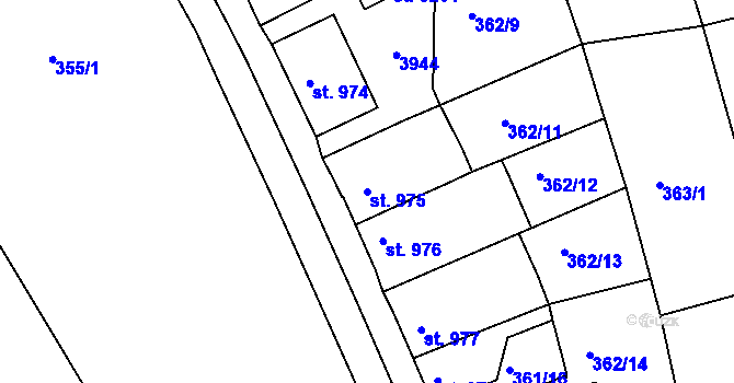 Parcela st. 975 v KÚ Rokycany, Katastrální mapa