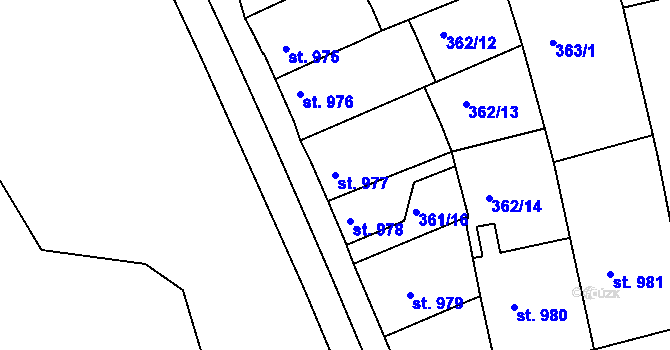 Parcela st. 977 v KÚ Rokycany, Katastrální mapa