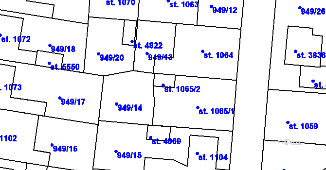 Parcela st. 1065/2 v KÚ Rokycany, Katastrální mapa