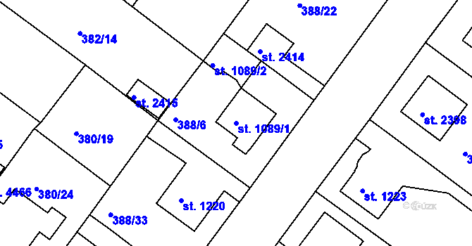 Parcela st. 1089/1 v KÚ Rokycany, Katastrální mapa