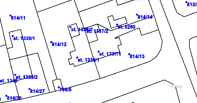 Parcela st. 1337/1 v KÚ Rokycany, Katastrální mapa