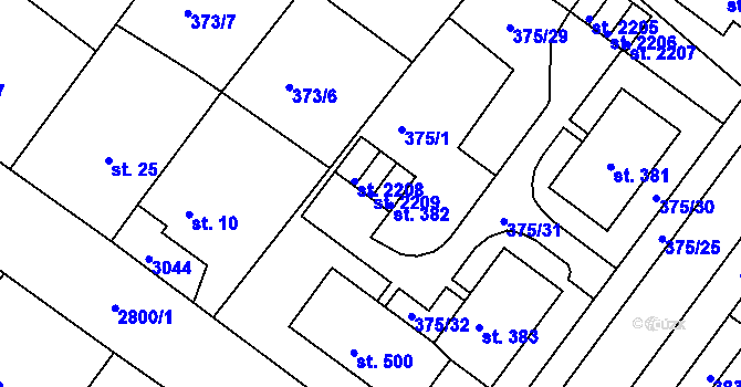 Parcela st. 2209 v KÚ Rokycany, Katastrální mapa