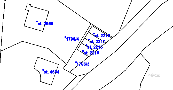 Parcela st. 2216 v KÚ Rokycany, Katastrální mapa