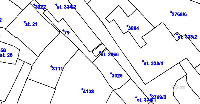 Parcela st. 2266 v KÚ Rokycany, Katastrální mapa