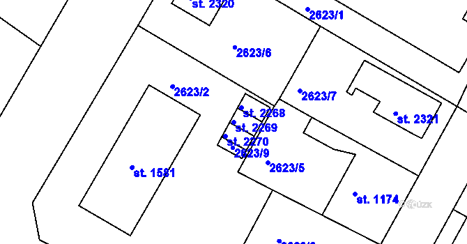 Parcela st. 2269 v KÚ Rokycany, Katastrální mapa