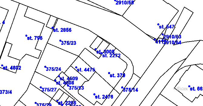 Parcela st. 2272 v KÚ Rokycany, Katastrální mapa