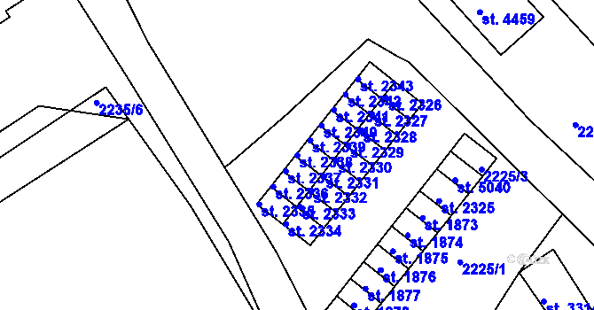 Parcela st. 2338 v KÚ Rokycany, Katastrální mapa