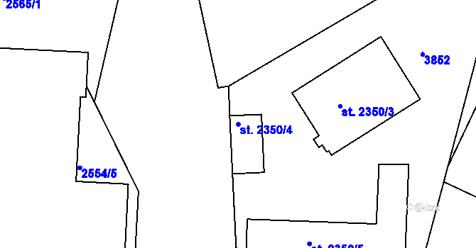 Parcela st. 2350/4 v KÚ Rokycany, Katastrální mapa