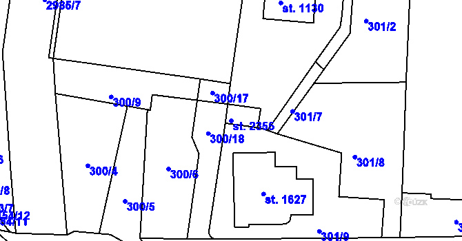 Parcela st. 2355 v KÚ Rokycany, Katastrální mapa