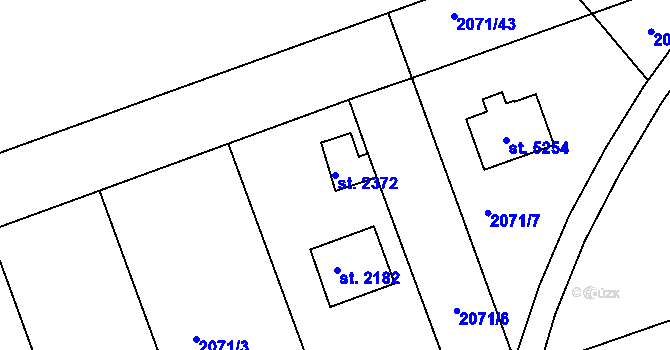 Parcela st. 2372 v KÚ Rokycany, Katastrální mapa