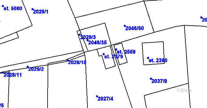 Parcela st. 2379 v KÚ Rokycany, Katastrální mapa