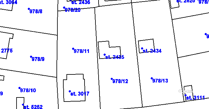 Parcela st. 2435 v KÚ Rokycany, Katastrální mapa