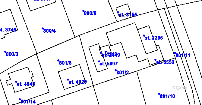 Parcela st. 2449 v KÚ Rokycany, Katastrální mapa
