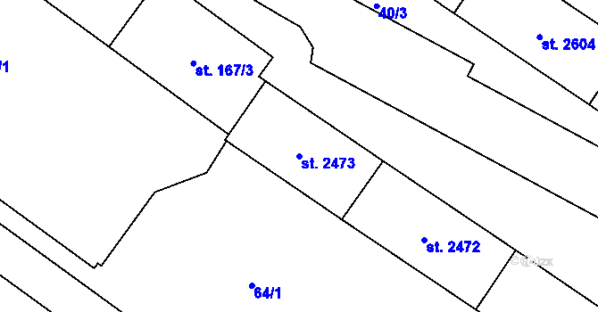 Parcela st. 2473 v KÚ Rokycany, Katastrální mapa
