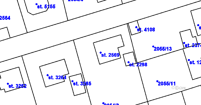 Parcela st. 2569 v KÚ Rokycany, Katastrální mapa