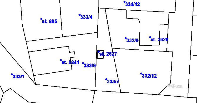 Parcela st. 2627 v KÚ Rokycany, Katastrální mapa
