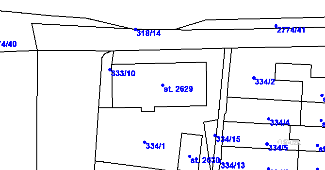 Parcela st. 2629 v KÚ Rokycany, Katastrální mapa