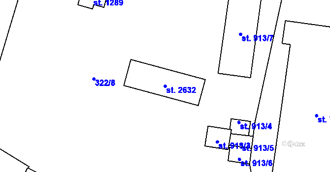 Parcela st. 2632 v KÚ Rokycany, Katastrální mapa