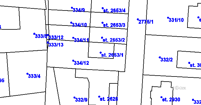 Parcela st. 2653/1 v KÚ Rokycany, Katastrální mapa