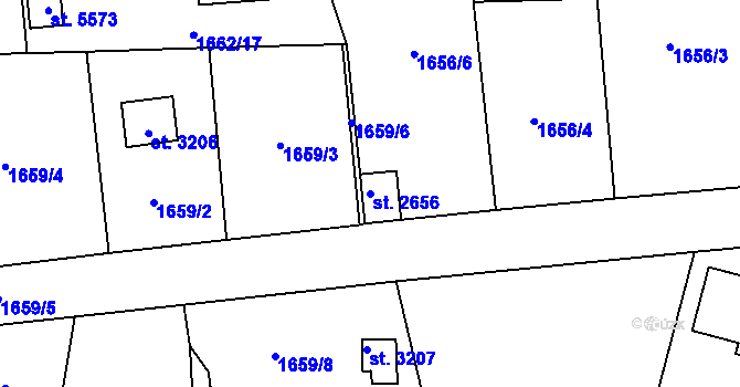 Parcela st. 2656 v KÚ Rokycany, Katastrální mapa