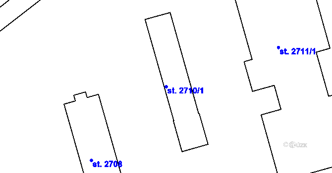 Parcela st. 2710/1 v KÚ Rokycany, Katastrální mapa
