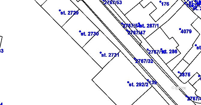 Parcela st. 2731 v KÚ Rokycany, Katastrální mapa