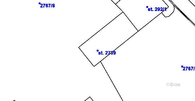 Parcela st. 2739 v KÚ Rokycany, Katastrální mapa