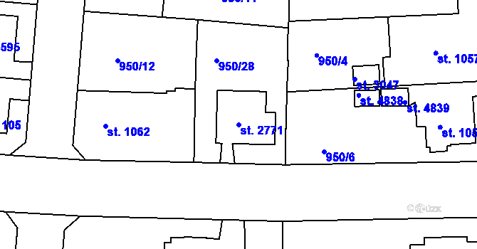 Parcela st. 2771 v KÚ Rokycany, Katastrální mapa