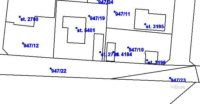 Parcela st. 2779 v KÚ Rokycany, Katastrální mapa