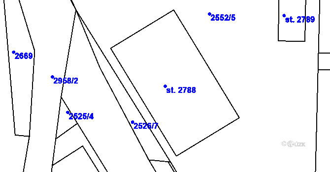 Parcela st. 2788 v KÚ Rokycany, Katastrální mapa