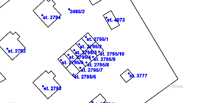 Parcela st. 2795/10 v KÚ Rokycany, Katastrální mapa