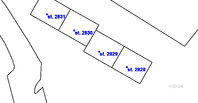 Parcela st. 2829 v KÚ Rokycany, Katastrální mapa