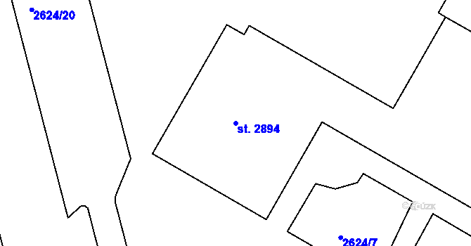 Parcela st. 2894 v KÚ Rokycany, Katastrální mapa