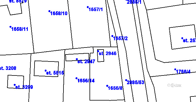 Parcela st. 2946 v KÚ Rokycany, Katastrální mapa