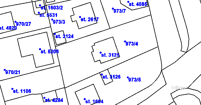 Parcela st. 3125 v KÚ Rokycany, Katastrální mapa