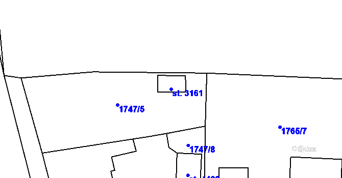Parcela st. 3161 v KÚ Rokycany, Katastrální mapa