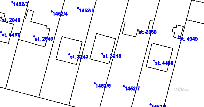 Parcela st. 3218 v KÚ Rokycany, Katastrální mapa