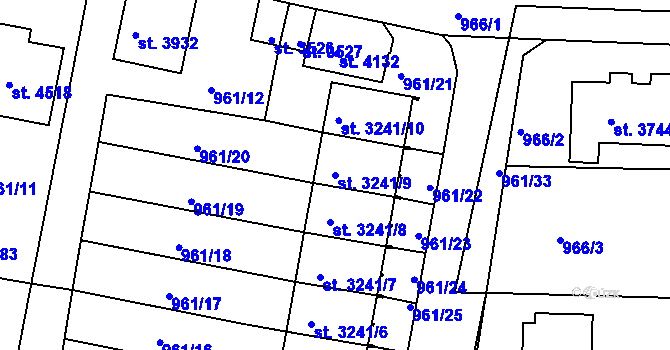 Parcela st. 3241/9 v KÚ Rokycany, Katastrální mapa
