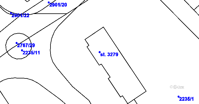 Parcela st. 3279 v KÚ Rokycany, Katastrální mapa