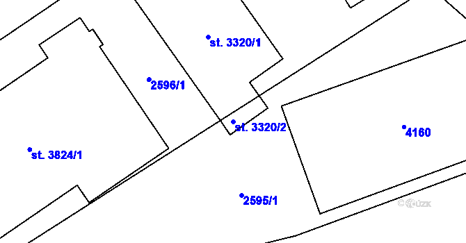 Parcela st. 3320/2 v KÚ Rokycany, Katastrální mapa