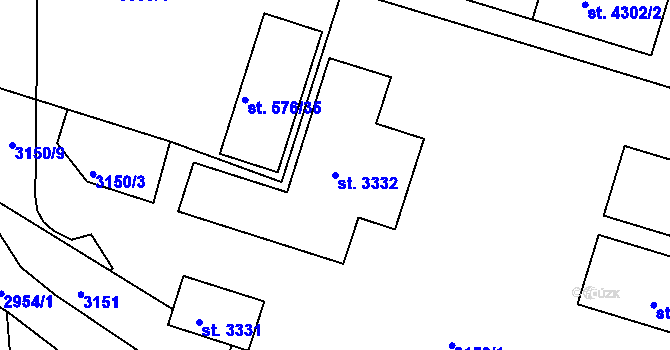 Parcela st. 3332 v KÚ Rokycany, Katastrální mapa