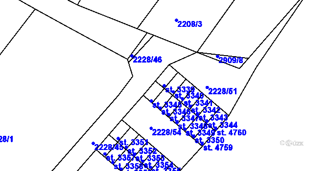 Parcela st. 3339 v KÚ Rokycany, Katastrální mapa