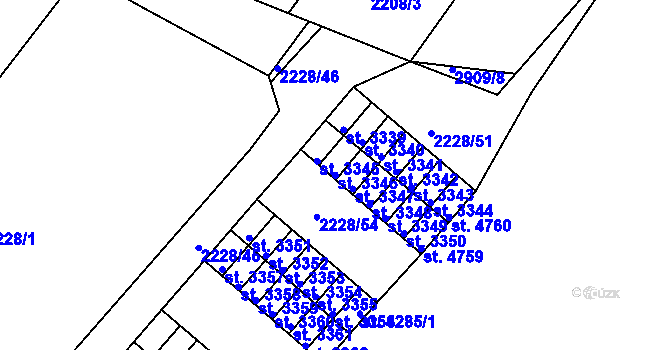 Parcela st. 3346 v KÚ Rokycany, Katastrální mapa