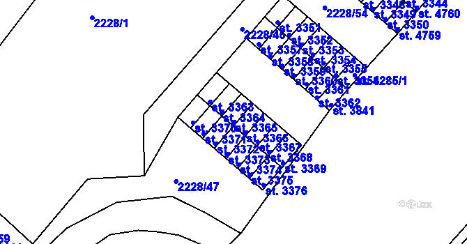 Parcela st. 3365 v KÚ Rokycany, Katastrální mapa