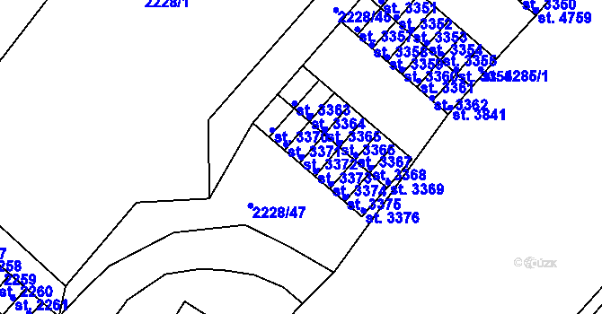 Parcela st. 3372 v KÚ Rokycany, Katastrální mapa