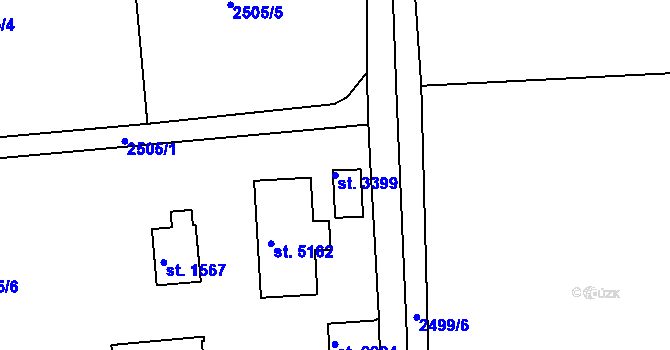 Parcela st. 3399 v KÚ Rokycany, Katastrální mapa