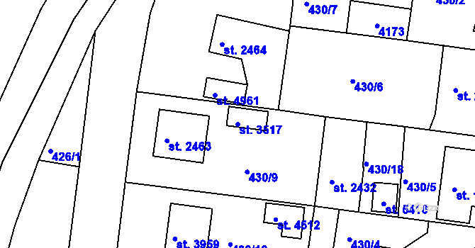 Parcela st. 3517 v KÚ Rokycany, Katastrální mapa