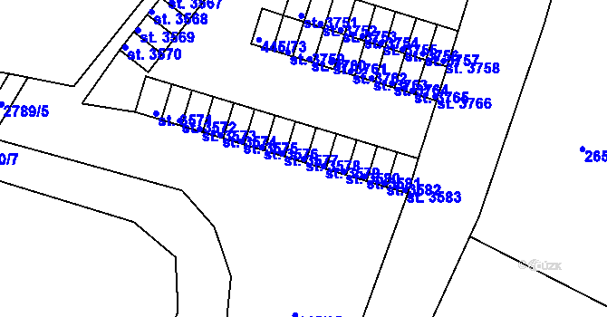 Parcela st. 3578 v KÚ Rokycany, Katastrální mapa