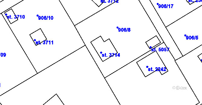 Parcela st. 3714 v KÚ Rokycany, Katastrální mapa