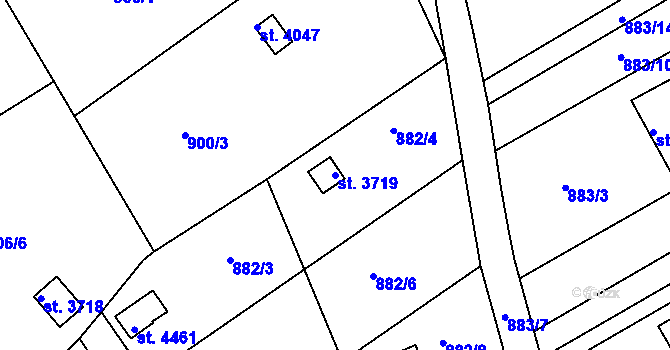 Parcela st. 3719 v KÚ Rokycany, Katastrální mapa